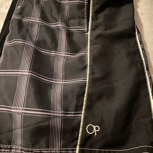 Men’s OP Black and Gray Swim Trunks 2X